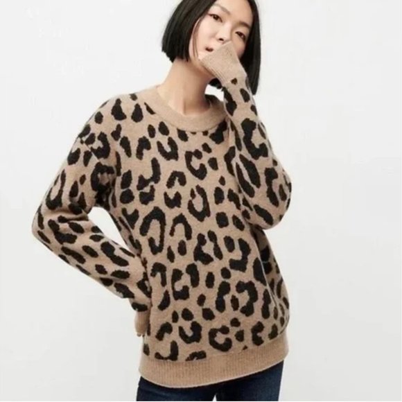 J. Crew Sweaters - J. Crew Leopard Print Crew Neck Sweater